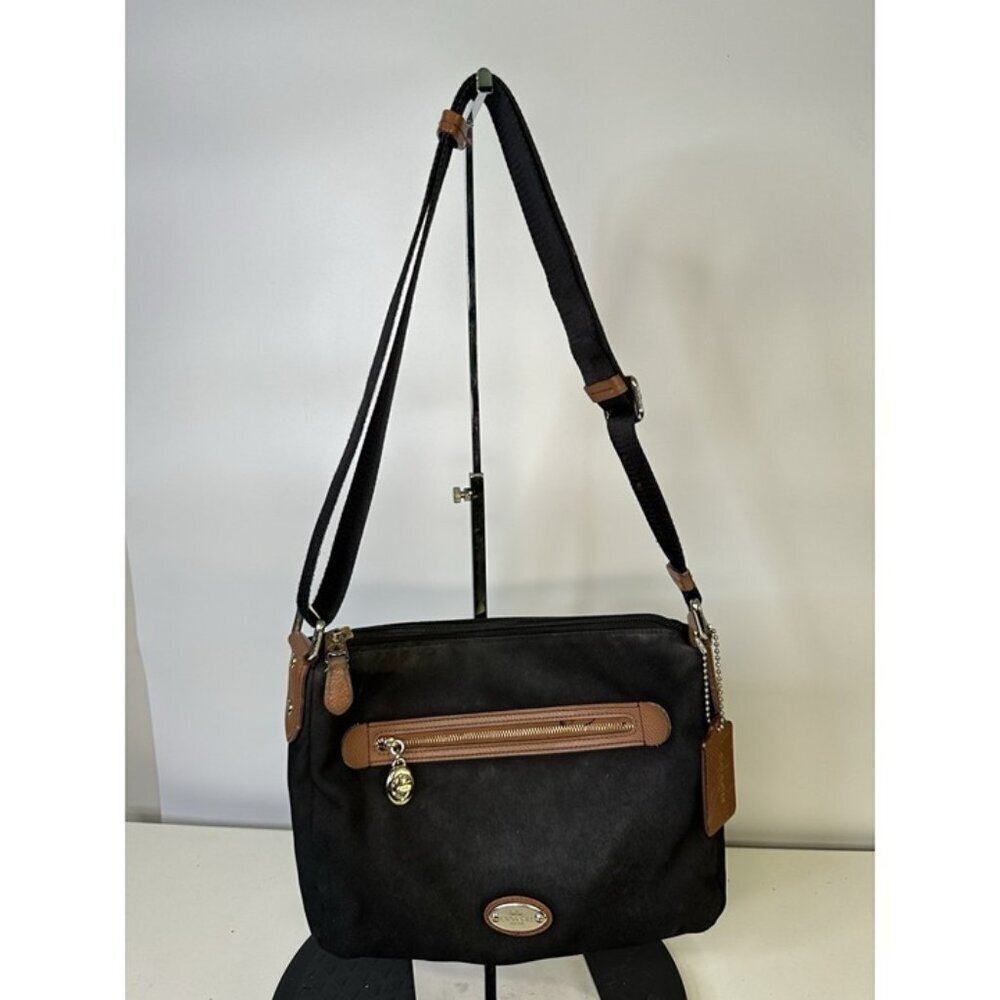 Coach black fabric purse brown accents with gold hardware - Damaged Exterior